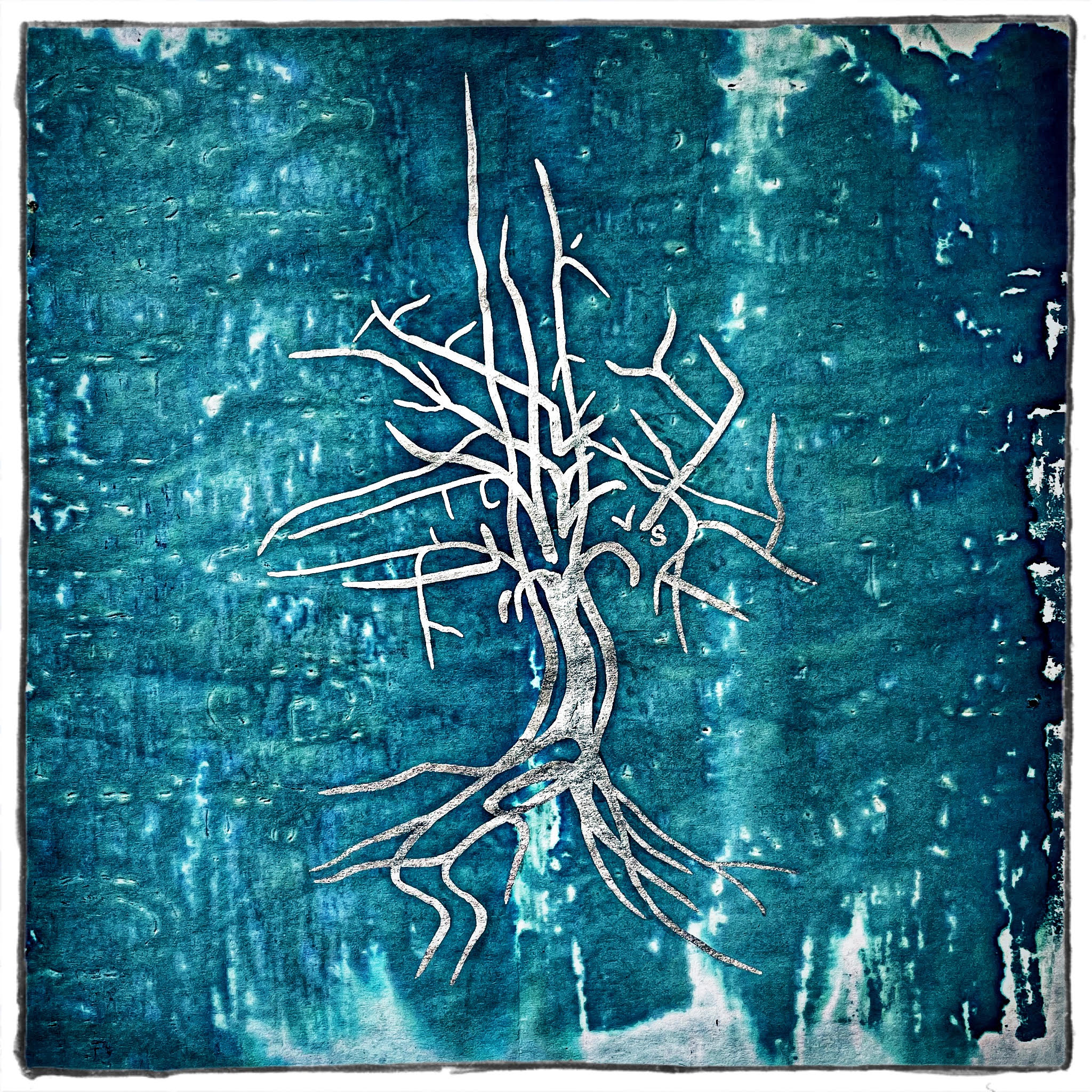 Final artwork: Metaphorical tree in ink and wax with silver